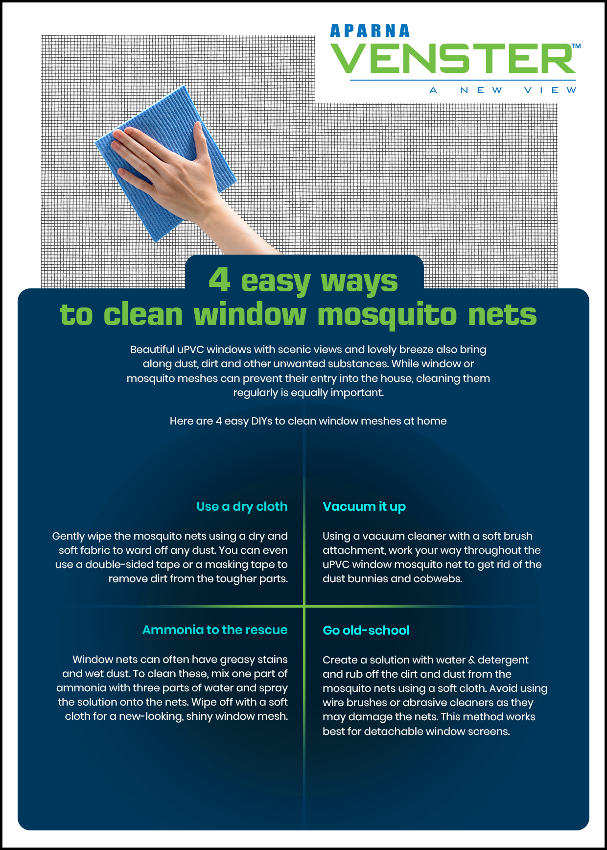 uPVC windows mosquito net cleaning