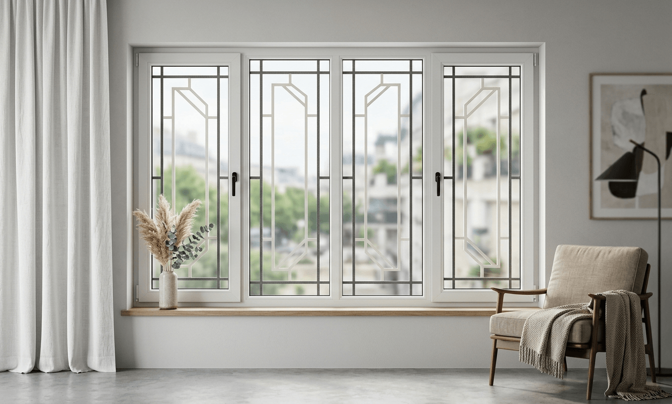 upvc windows with grill