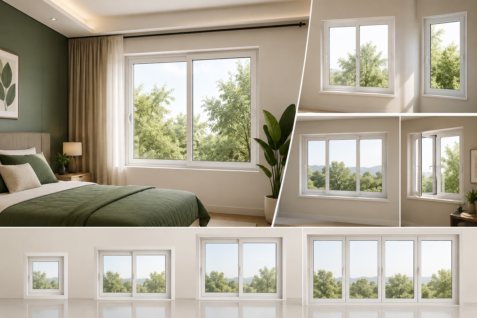 Modern bedroom with stylish window designs