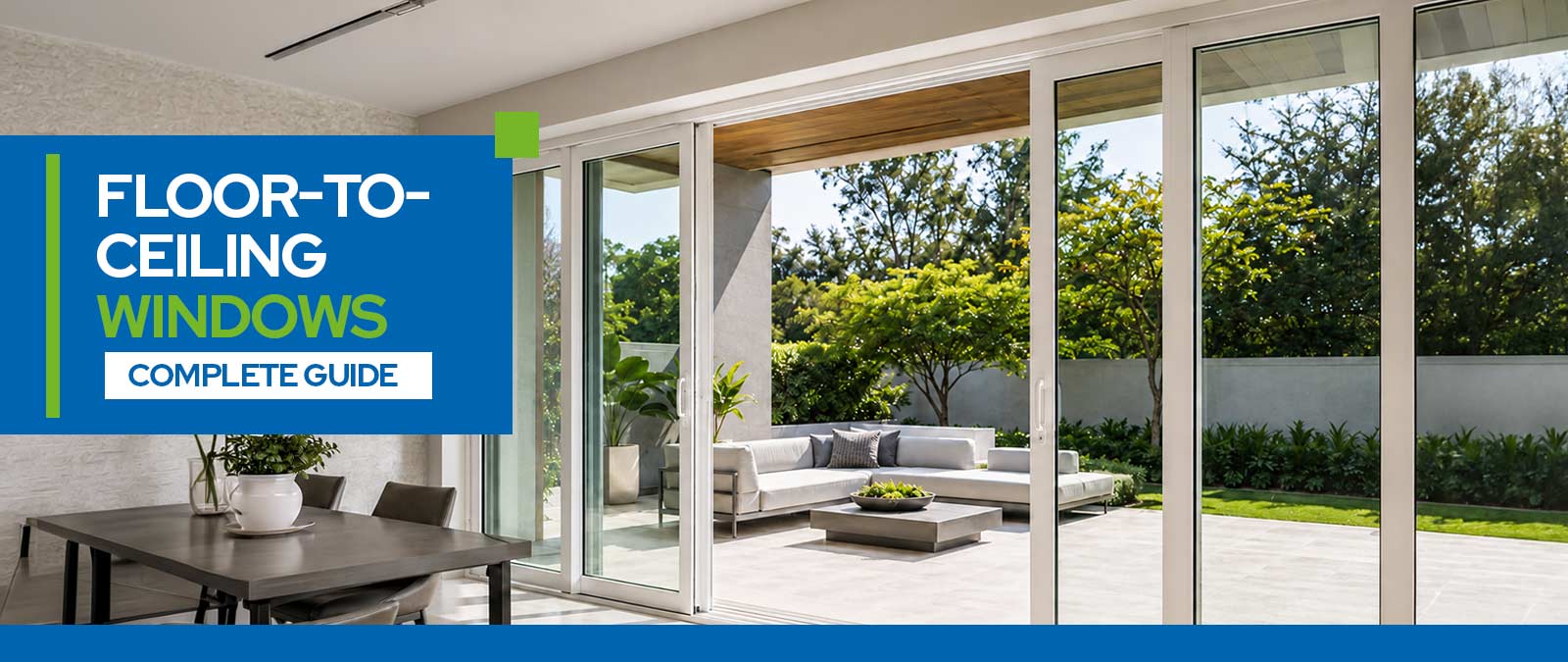 uPVC floor-to-ceiling sliding window with garden view