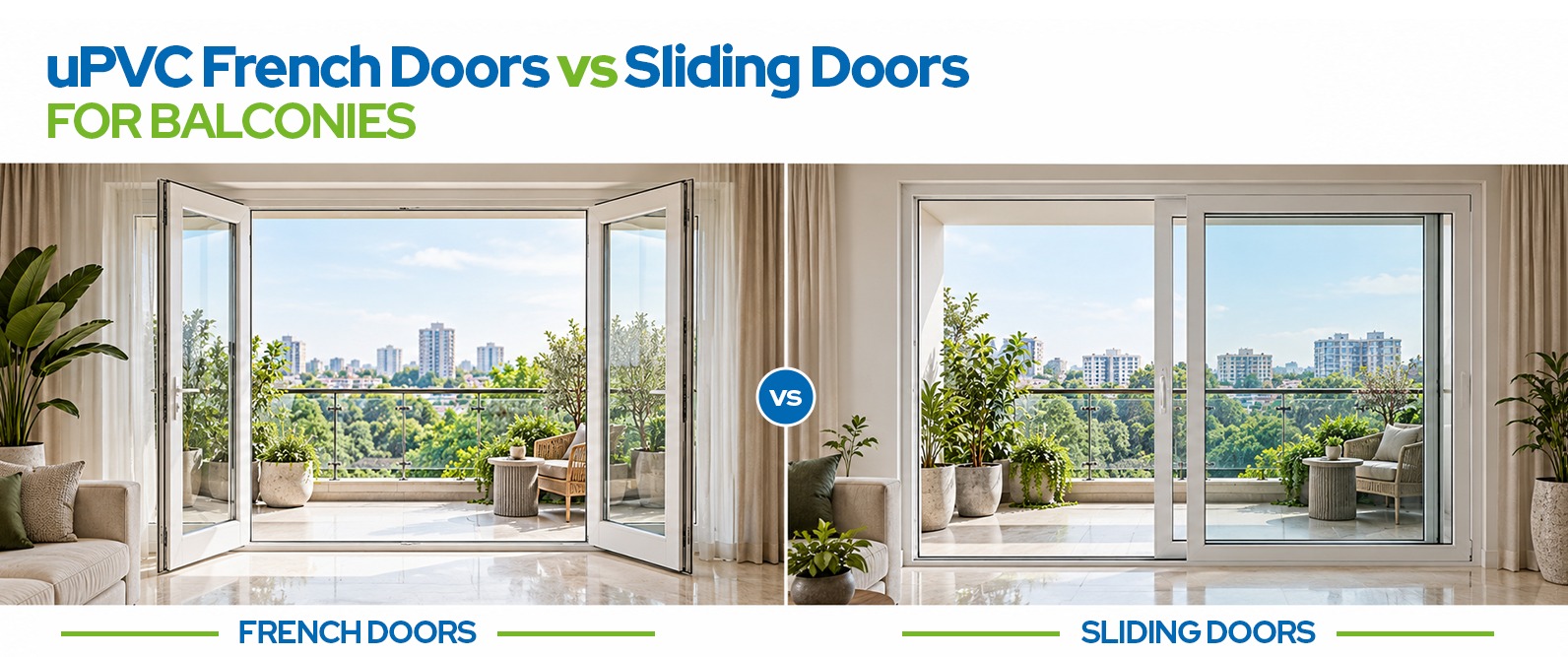 uPVC French door and sliding door options for a balcony